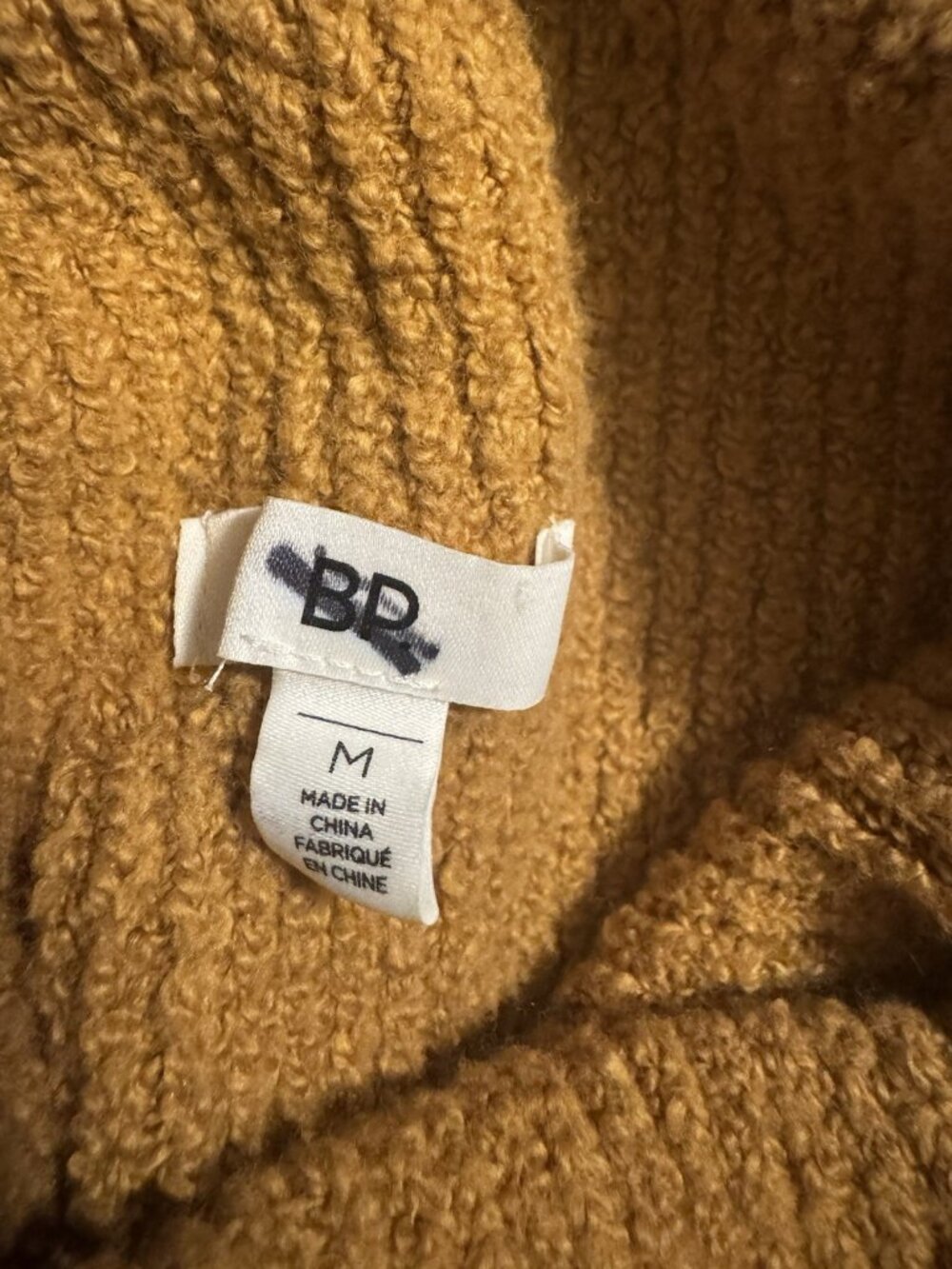 BP Women Turtleneck Ribbed Knit Pullover Sweater Long Sleeve Tan Size Medium pre - Picture 3 of 5